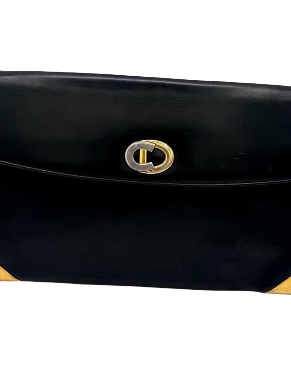 Christian Dior Leather Shoulder Bag CD Logo Plate/Black, GUC